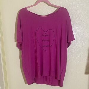 NWT PSK Collective Vibrant Magenta Heart Graphic Tee, Size 3X